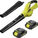 SEYVUM Leaf Blower, 20V Cordless Blower with 2 x 2.0Ah Battery, Electric Leaf Blowers for Lawn Care, 320 CFM 150 MPH Battery Powered Leaf Blower, for Patio, Garden Cleaning, Fast Charger (Lemon Green)