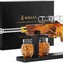 Birthday Gifts for Men Dad, Kollea Gun Whiskey Decanter Sets for Men with 2 Granade Glasses & Detachable Scope, Liquor Dispenser for Bar, Military Present for Father, Brother, Anniversary, Christmas