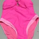 BMJL Womens One Piece Swimsuits Sexy U Wire Slimming Bathing Suit Retro Color Block Tummy Control Swim Suit Swimwear（L, Hot Pink）