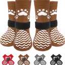 Anti Slip Dog Socks with Grippers for Hardwood Floors, Dog Shoes for Hot/Cold Pavement, Boots & Paws Protectors to Prevent Licking, Traction Booties for Senior Small Large Dogs (Medium)