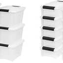 IRIS TB-17 19 Quart Stack & Pull Clear Box with Black Handles - 6 Pack