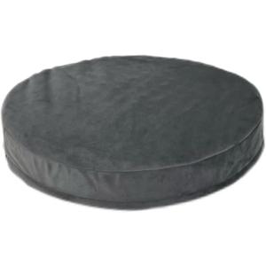 Waterproof Round Dog Bed with Washable Removable Cover & Liner Grey Velvet Orthopedic Foam Pad 36 Inch