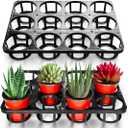 RooTrimmer 12 Cell Nursery Planter Pots Trays, Plant Pot Shuttle Carry Holder and Trays for 4 inch Round Plastic Nursery Pots Flowerpot Carrier Transporting (16.75" 12.43", 2.1" Deep, 10-Pack)