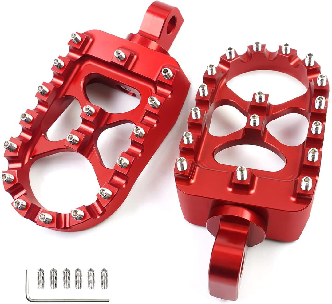 MDPROMCP CNC Motorcycle Wide Foot Pegs Aluminum 360 Roating Adjustable Suitable Compaitble with Dyna Fatboy Iron 883 Sportster 883(Red)