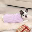 2 Pack Dog Sweaters for Medium Dogs Winter Turtleneck Pullover Cable Knit Fleece Stretch Frenchie Dachshund Pug Corgi Beagle Boy Girl Pet Clothes (M, Pink & Purple)