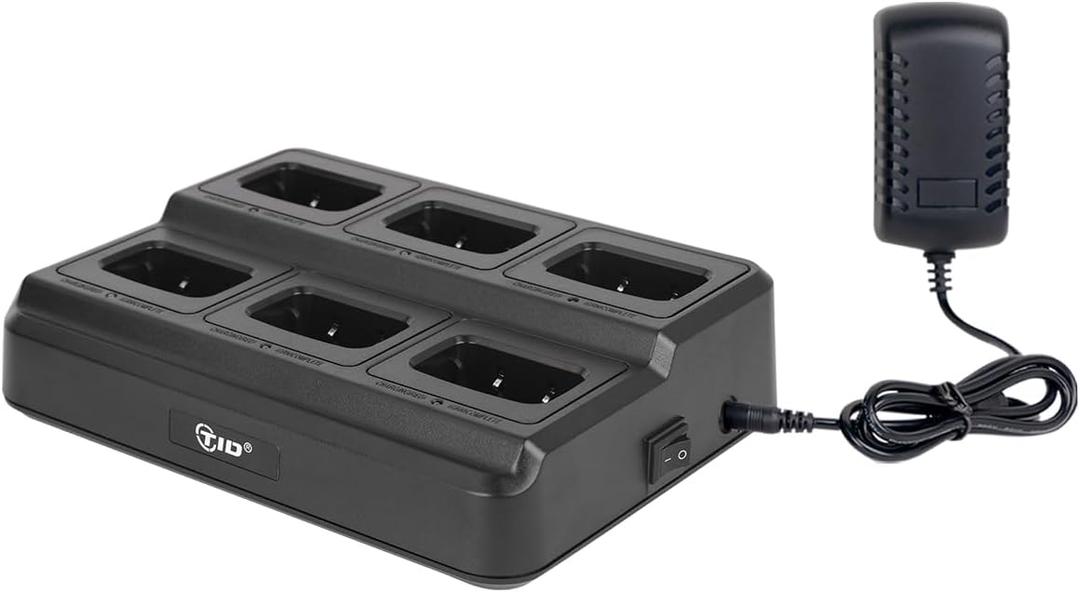 TIDRADIO TD-V2 Original Six-Way Charger Multi Unit Charger Base for BF-888S, BF-88A, PX-888s, H-777, BF-88ST Walkie Talkie and Battery, 1Pack