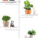 Rotating Window Shelves for Multiple Plants Indoor,4-tier Metal Corner White Plant Stand Holder Floating Hanger Shelf for WallWindows Sill Gifts for Planter Lover to Enhance Home Decor
