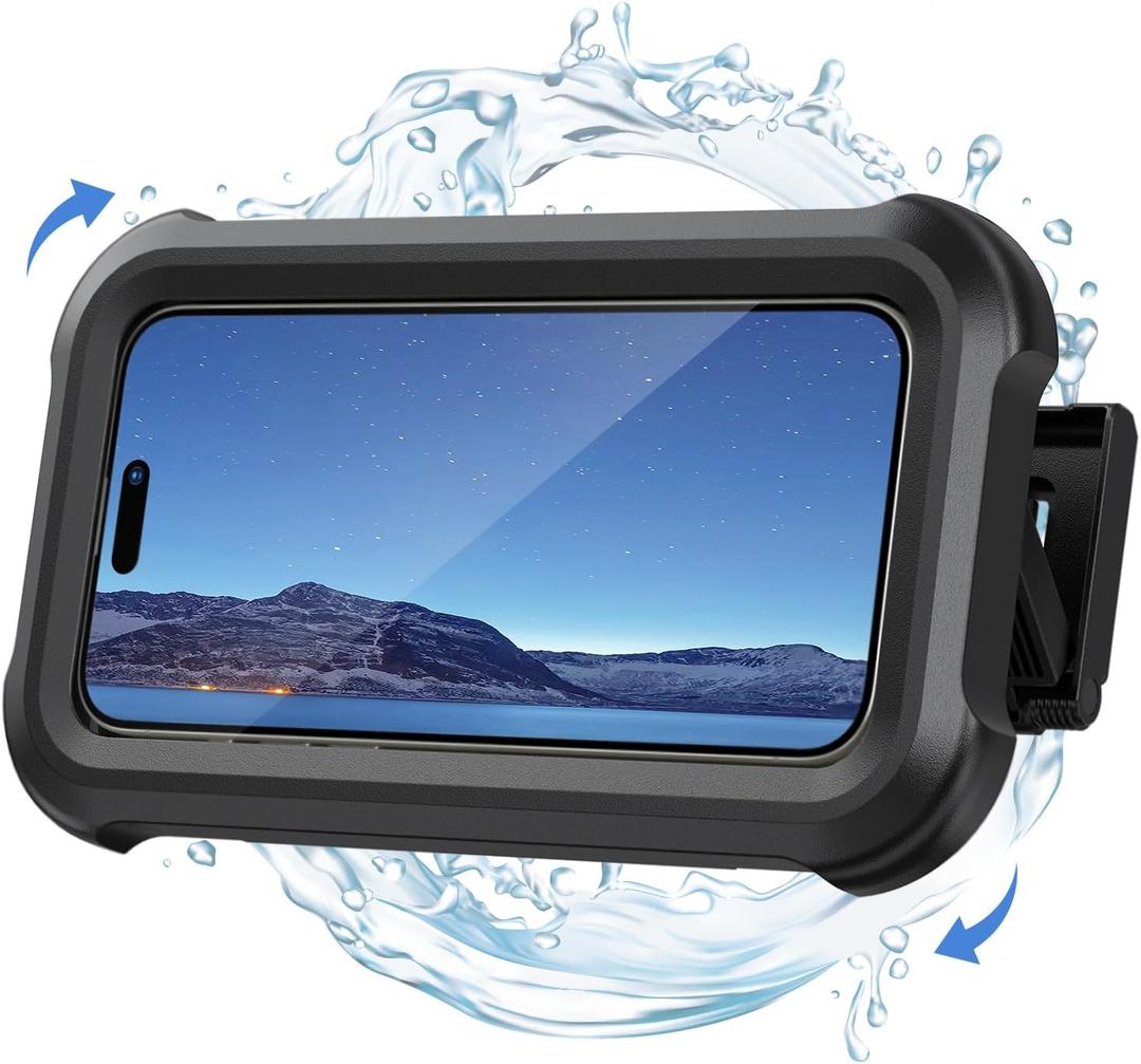 Lamicall Waterproof Shower Phone Holder - Shower Bath Bathroom Accessories for Women Men Girls Boys, Mother's Day for Mother, iPhone Case Wall Mount Stand for 4-7" Phones (Black)