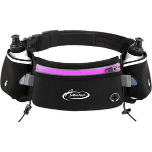 AiRunTech Hydration Running Belt with Water Bottle, Running Fanny Pack for Phone and Wallet Holder, Running Bag Runners Essentials Accessories Marathon Triathlon Walking Jogging Gear Gift 2*10 OZ bottles, Pink(with Buckle)