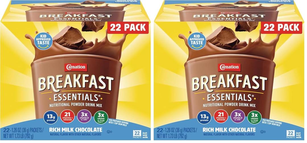 Carnation Breakfast Essentials Original Nutritional Powder Drink Mix, 1.26 Ounce (Pack of 44), BBD 10/18/2027