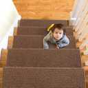 Brakki Bullnose Carpet Stair Treads, Non Slip Stair Treads for Wooden Steps Indoor, Stair Runner, Soft Stair Rugs for Pets, Edging Stair Protectors, Washable, 29.5"x9.5"x1.5" 14pcs, Camel Brown