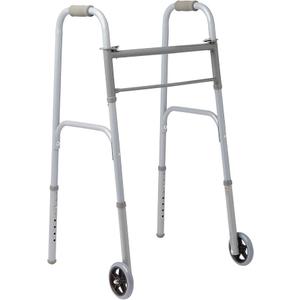 Medline Two-Button Lightweight Folding Walker for Seniors, 5 in Wheels
Adjustable Aluminum Mobility Walker forAdults, Front-Wheeled Walker, Ergonomic Hand Grips, 400 lb Capacity, 32.5 to 38.5 in