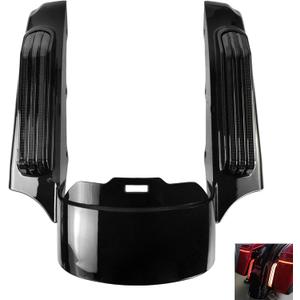 Motorcycle LED Rear Fender Extension Fascia Mudguard with Turn Signals Brake Running Lights Fit for Harley Touring Road Glide Road King Electra Glide Street Glide 2009-2013 (Black Lens)