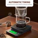 Coffee Scale with Timer - 0.1g Accurate, 3kg Drip Espresso Scale for Pour Over Coffee, Portable Digital Kitchen Food Scale with, LCD Displa, Non-Slip Mat (Including Batteries) - Black