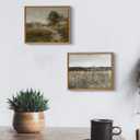 VIYYIEA 2 Pcs Framed Canvas Wall Art, Road and Flower Field Pictures Paintings, Living Room Bedroom Kitchen Vintage Country Farmhouse Decor, 9x11 Inch, Set of 2