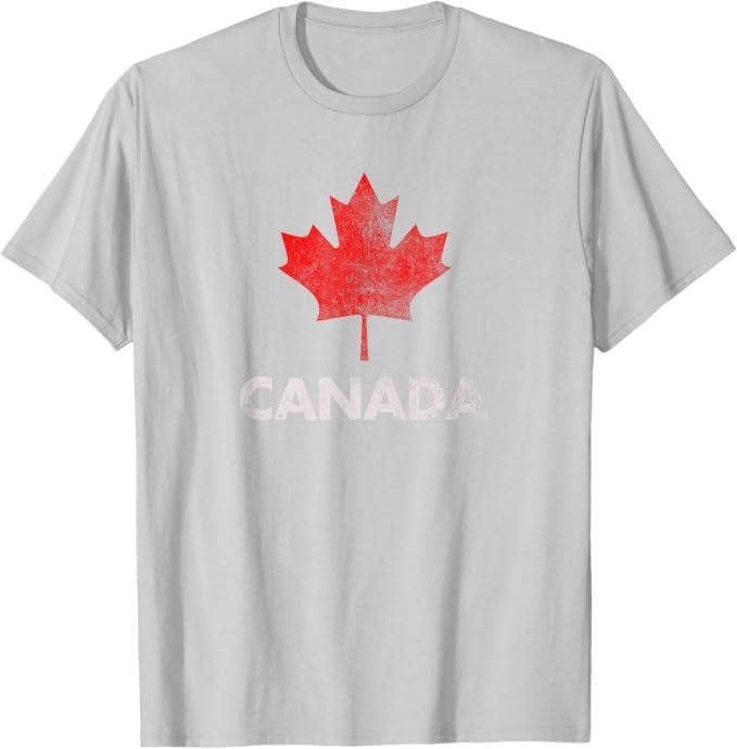 Vintage Retro Canadian Maple Leaf Canada Flag T-Shirt, Large