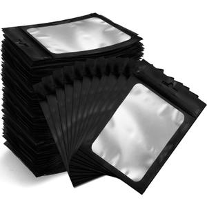 Resealable Bags for Food Storage 350 Pieces Reusable Bags with Clear Window (46Inch Black) Edible Sealable Packaging Bags for Small Business Christmas