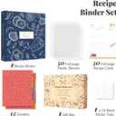 Recipe Binder 8.5x11 3 Ring, Recipe Book to Write in Your own Recipes, Full Page Recipe Binder with Plastic Sleeves, Blank Recipe Cards and Dividers (Gentian Blue)