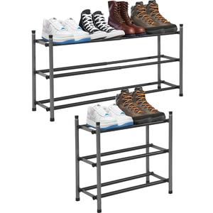 Easi 3-Tier Expandable Shoe Rack for Closet & Entryway, Adjustable 18"-33" Stackable Metal Shoe Organizer, Sturdy Free Standing Shoe Shelf for Small Space, Front Door, Cabinet