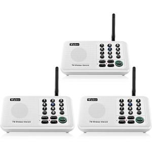 Wuloo Intercoms Wireless for Home 5280 Feet Range 10 Channel 3 Code, Wireless Intercom System for Home House Business Office, Room to Room Intercom, Home Communication System (2 Packs, White)