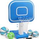 Pool Basketball Hoop, 33"x26"x50" Oversized Pool Toys with Adjustable Height Includes 4 Balls(Size 6, 2×Size 3, Glow)/ Nets/Pump for Poolside Water Basketball Game, Swimming Pool Games for Kids Adults
