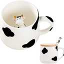 BigNoseDeer Cute Ceramic Cow Mug with 3D Cow Inside, Cow Print Coffee Mug, Cute Mugs with Lid Spoon, Cute Stuff Cool stuff Birthday Gifts Anime Gifts for Women Girlfrend Kids 13oz