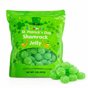3 x 4E's Novelty St. Patrick's Day Shamrock Candy Bulk 2LB - 170 Pcs, Refreshing Artificial Peppermint Flavored Green Shamrock Jelly, St Patty's Day Gummies, Pot of Gold Filler, Party Favors Snacks, Saint Patricks Day Treats (EXP 04/06/27)