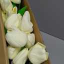 Janinka 100pcs Artificial Tulip Flowers Fake PU Tulips Faux Latex Bouquet Flower Centerpieces Arrangement Floral for Mother Day Wedding Spring Decorations (Milk White)