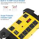 Heavy Duty Power Strip with USB, Workshop 8 Outlet Surge Protector 2700 Joules, Industrial Metal 15Amp Power Strip, 6FT Extension Cord and Wide Spaced. Yellow
