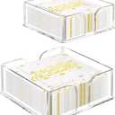 2 Pack Acrylic Guest Towel Napkin Holder, Clear Hand Towel Holder for Bathroom, Paper Hand Towels Storage Tray, Disposable Paper Towel Holder for Kitchen, Parties, Weddings, Hotel, Restaurant (Square Clear 6.5"+7.5" Set)