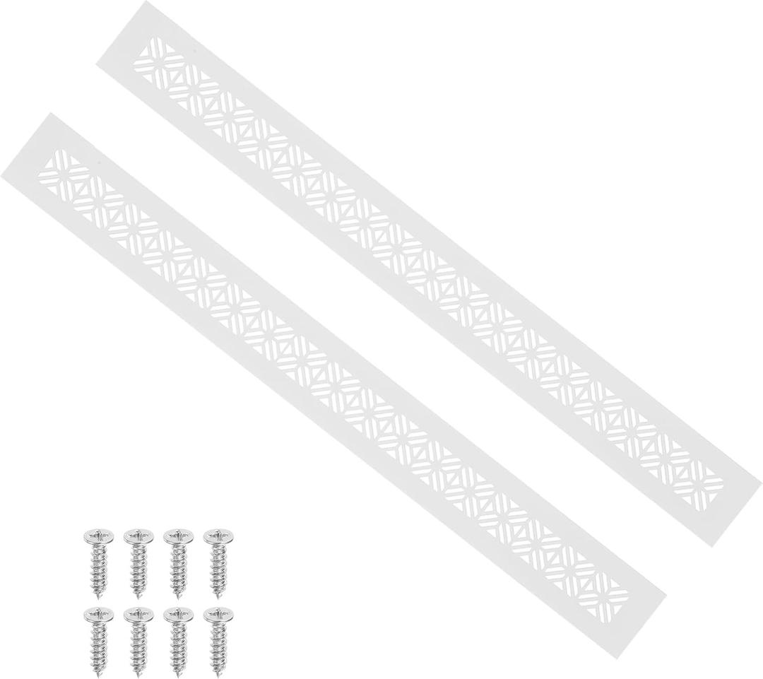 PATIKIL 20 x 2 Inch Door Air Vent Cover, 2 Pcs Heavy Duty Aluminum Grille Ventilation Cover Louvered with Mounting Screws for Cabinet Wardrobe Door, White