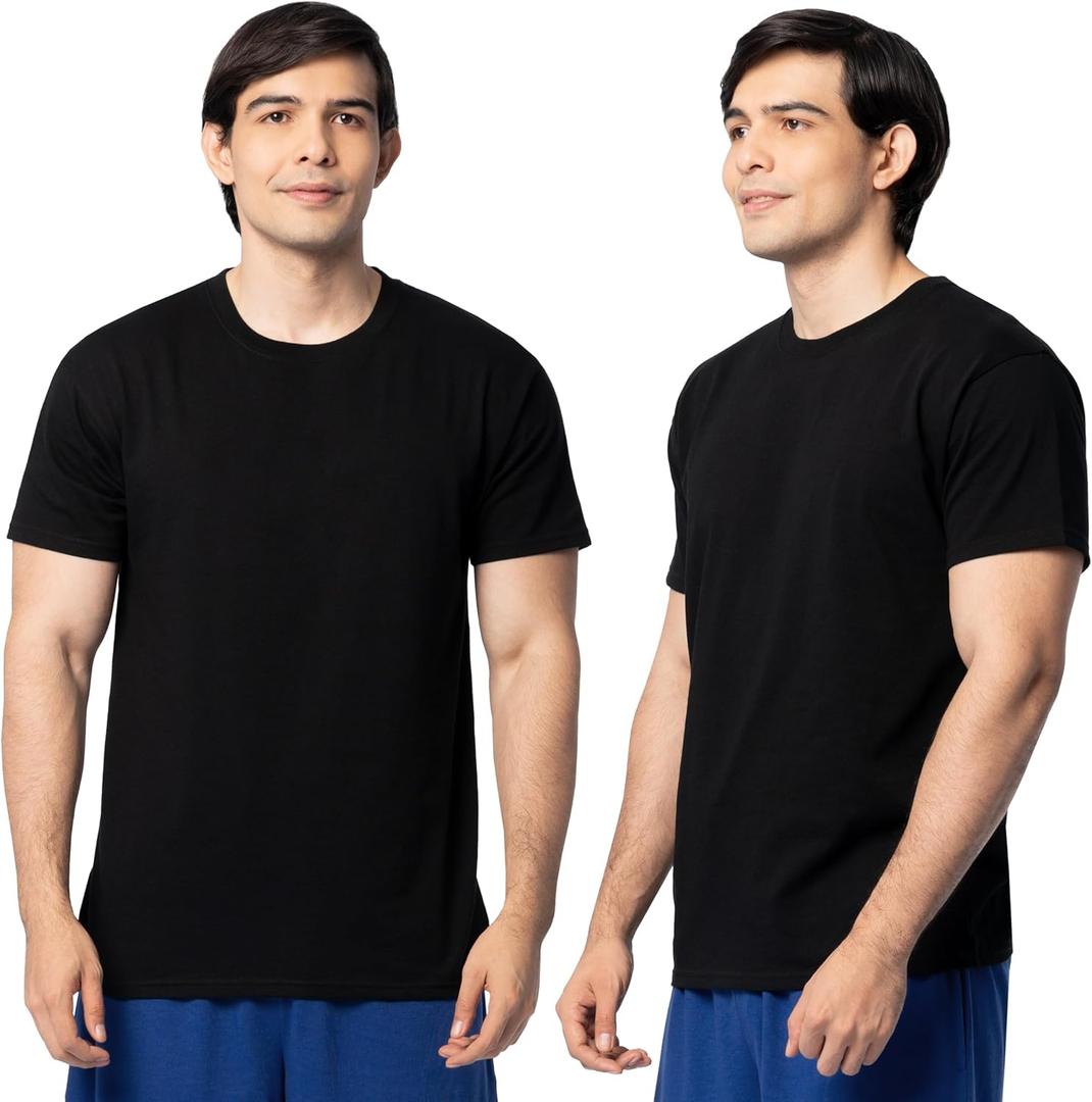 Fruit of The Loom Men's Eversoft Cotton T Shirts, Breathable & Moisture Wicking with Odor Control, Sizes S-4x (2 Pack Black)