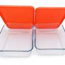 2 Pcs NUTRIUPS Deep & Large Glass Baking Dish Baking Pans with Plastic Lids for Lasagna Leftovers, Rectangular Glass Bakeware for Oven