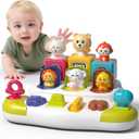 Baby Pop Up Animal Toys with Buttons & Colors, Montessori Cause and Effect Toys for Boys Girls, Kids, Toddlers, Babies  9 Months +