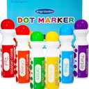 SEETOOOGAMES Bingo Daubers Dot Markers - Mixed Colors Set of 6 Pack - for Toddler Arts and Crafts (Red, Orange, Yellow, Green, Blue and Purple)
