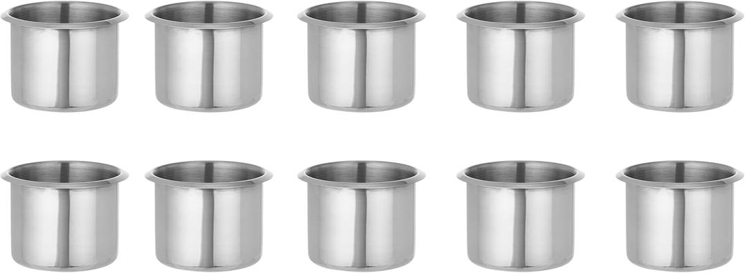 10 Regular Silver Drop-in Cup Holders for Poker and Card Tables- 2.3 in Tall x 3.18 in Wide, for Beer & Water Bottles, Cans (Small (Pack of 10))