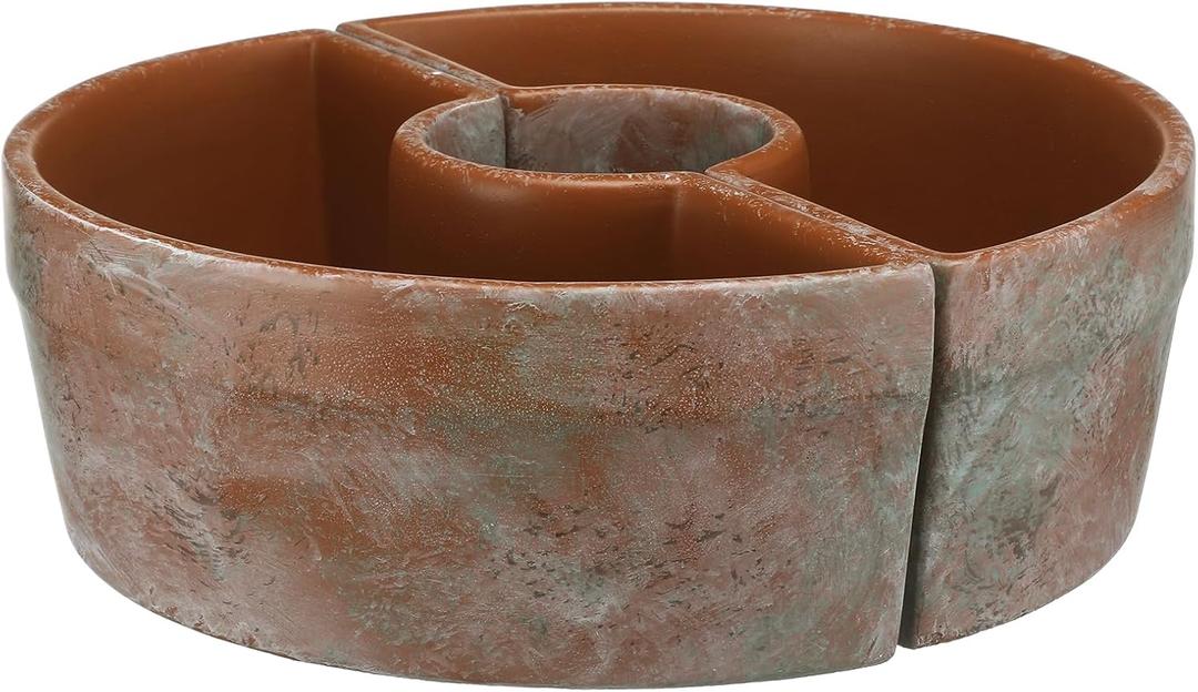 1 Set Patio Umbrella Planter Rustic 2 Pcs Half Round Terra Cotta Planter 12 Inch Cement Planters Half Circle Flower Pot for Patio Table Garden Home Plants Outdoor