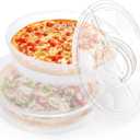 Lawei 2 Pack 12 Inch Food Storage Container with Lid and Handle, 2 Compartments Plastic Pie Carrier Pizza Slice Storage Containers, Reusable Round Pie Keeper Holder for Cake Cheesecake Tortilla