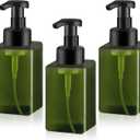 3 Pack Foaming Soap Dispenser Empty Plastic Foam Pump Bottle Refillable Foam Soap Bottle Dispenser for Shampoo Liquid Soap Face Wash (Green, 450ml/15oz)