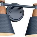 FEMILA 2 Light Bathroom Vanity Light, 15" Modern Bathroom Lighting Fixtures Over Mirror, with Woodgrain Finsih, 4FG59B-2W Blue-NW