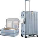 Hanke 26 Inch Expandable Luggage Top Opening Checked Bag Luggage Hard Shell Suitcases with Wheels Lightweight Travel Luggage Heavy Duty Luggage Suitcase with Lock for Woman Men-Grey