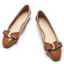 C. Paravano Leather Ballet Flats Women's - Dressy Casual Shoes for Nurses, Teachers & Stylists | Non-Slip Sole | Airport Security-Friendly Slip-Ons (7.5,Orange Brown)
