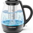 Chefman Electric Kettle with Tea Infuser, 1L 1500W, Removable Lid for Easy Cleaning, Boil-Dry Protection, Stainless Steel Filter, BPA Free, Auto Shut Off Hot Water Boiler, Small Electric Tea Kettle (Black)
