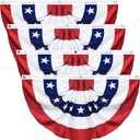 4 Pack USA Pleated Fan Flag, 3 X 6 Feet American US Bunting Patriotic Half Fan Banner Flag Decoration, Memorial Day 4th of July Independence Day Fourth July Outdoor Decor
