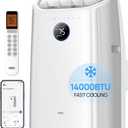 Dreo Portable Air Conditioners, 14000 BTU ASHRAE (10,000 BTU DOE) Smart AC Unit for Room with Drainage-free Cooling, APP/Voice/Remote, Fan & Dehumidifier, Quiet Standing AC for Bedroom, AC516S New (White)