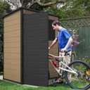 DWVO 5x3ft Resin Outdoor Storage Shed with Floor, Waterproof Lockable Tool Shed with Window, Plastic Outside Resin Storage Shed for Garden Backyard Patio Lawn