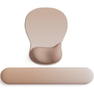 ErgoComfort Gel Wrist Rest Mouse Pad-Ergonomic Office Mousepad with Wrist Support-Non-Slip, Design Desk Accessories Mat for Home&Game Decor (09MochaSand Set)