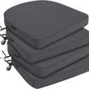 Favoyard Outdoor Chair Cushions 17"x16"x2" Set of 4 Waterproof Seat Cushion for Patio Furniture with 3-Year Fade Resistant Removable Cover Attach Straps Hidden Zipper Round Corner for Yard Garden (Dark Gray)