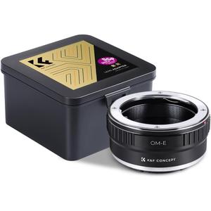 K&F Concept Olympus OM to Sony E Mount Adapter - Prime Telephoto Lens, Manual Focus, Brass Aluminum Construction, Black