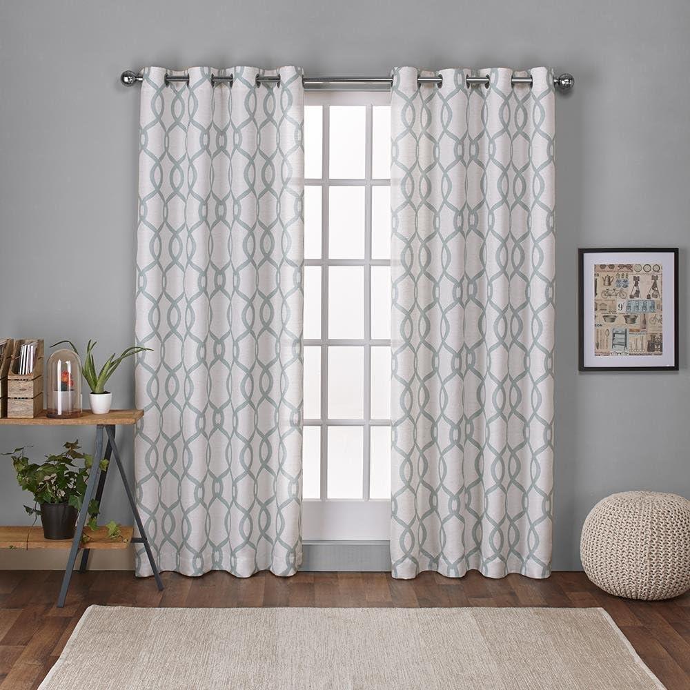 EXCLUSIVE HOME Kochi Light Filtering Linen Blend Grommet Top Curtain Panel Pair, 54"x84", Seafoam
